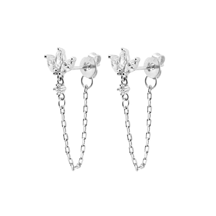 TIANDE Exquisite Zircon Tassel Chain Dangle Earrings for Women Fashion Gold Color Pierced Ear Stud Earrings Jewelry Accessories