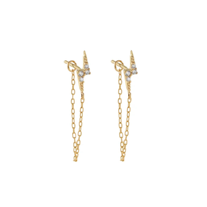 TIANDE Exquisite Zircon Tassel Chain Dangle Earrings for Women Fashion Gold Color Pierced Ear Stud Earrings Jewelry Accessories