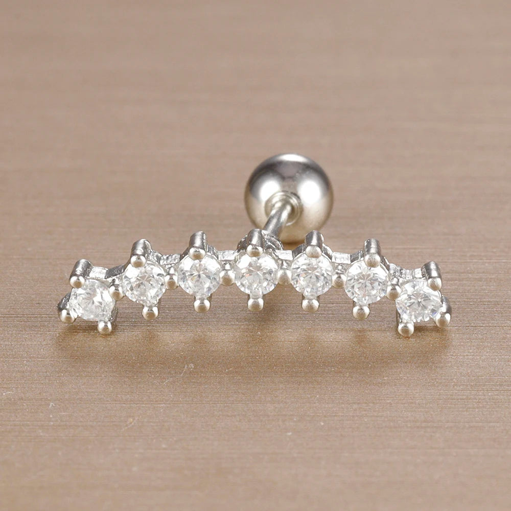 1PC 316L Stainless Steel Geometry Stud Earrings For Women Fashion Star Moon Lobe Daith Helix Cartilage Earring Piercing Jewelry