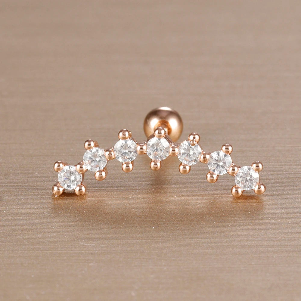 1PC 316L Stainless Steel Geometry Stud Earrings For Women Fashion Star Moon Lobe Daith Helix Cartilage Earring Piercing Jewelry