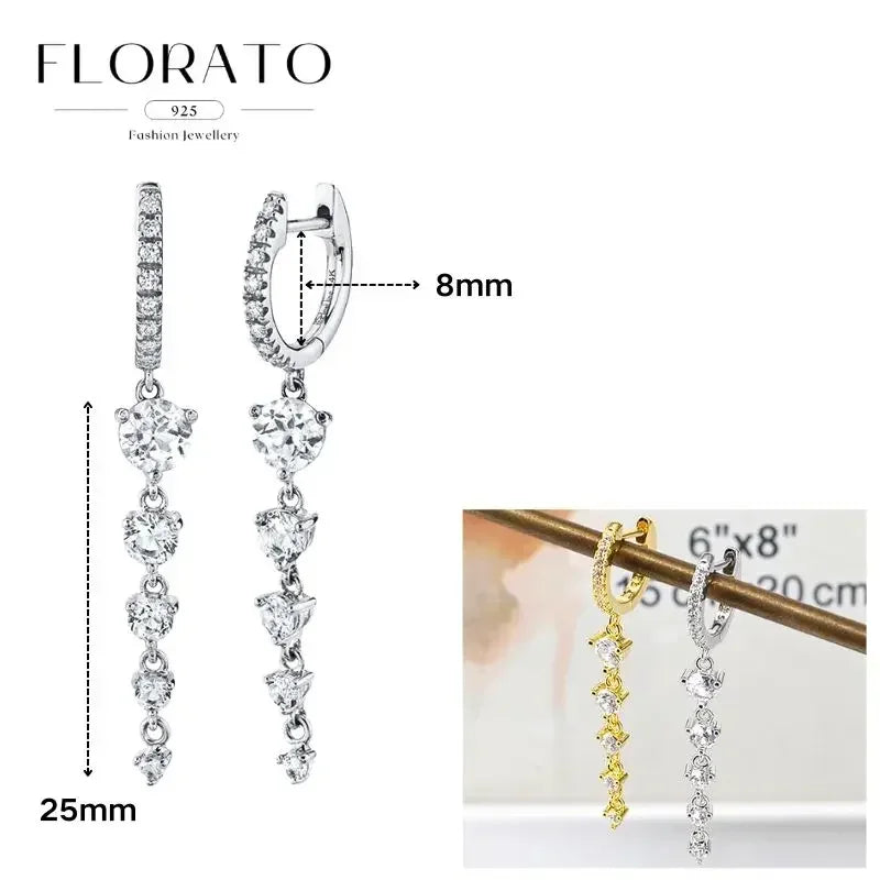 Women Pure Silver Series 925 Sterling Silver Ear Needle Geometric/Butterfly Flowers Pendant hoop Earrings Crystal Zircon Jewelry