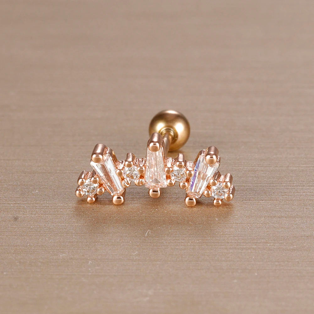 1PC 316L Stainless Steel Geometry Stud Earrings For Women Fashion Star Moon Lobe Daith Helix Cartilage Earring Piercing Jewelry